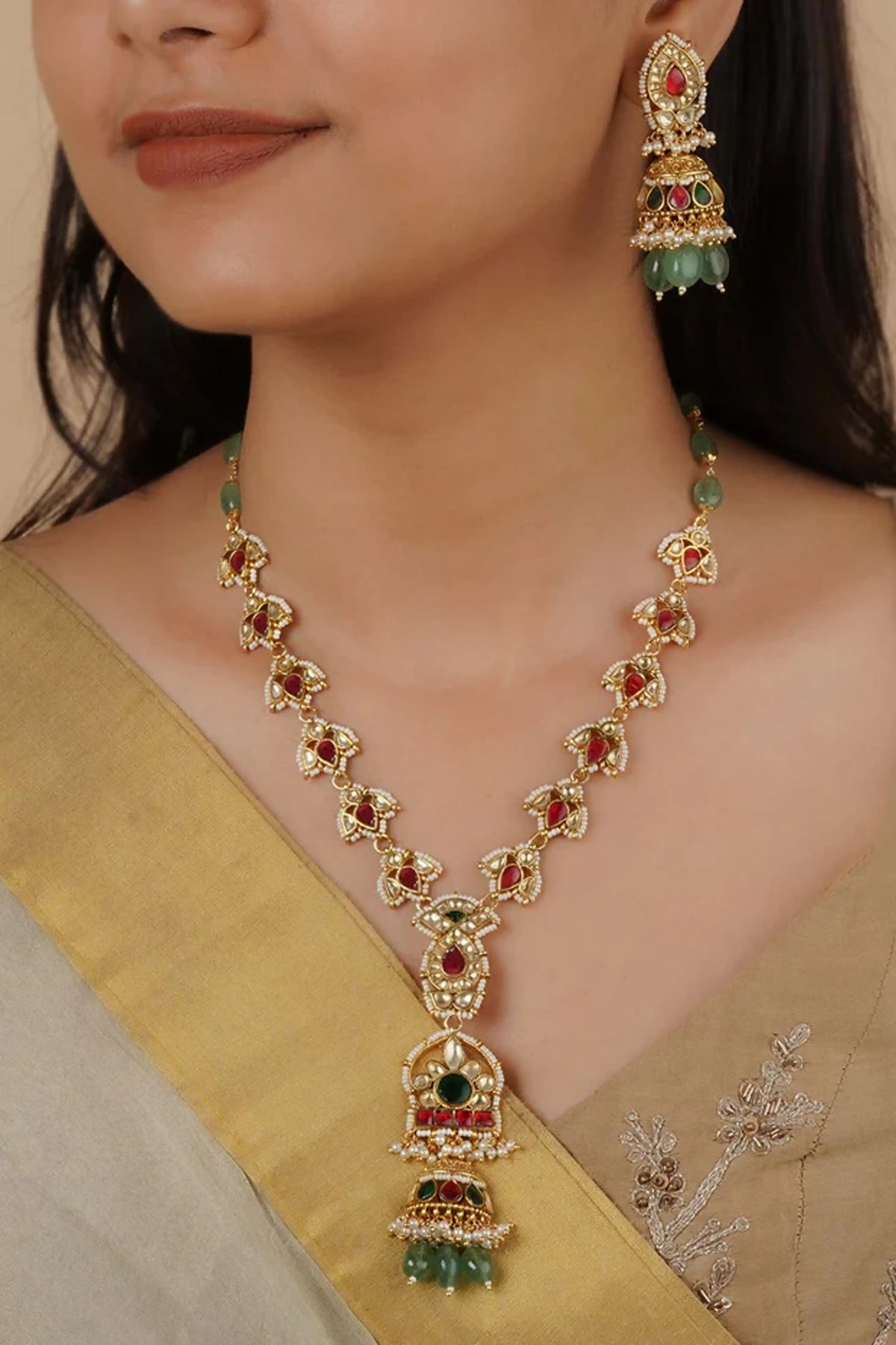 Multicolor Kundan Necklace Set
