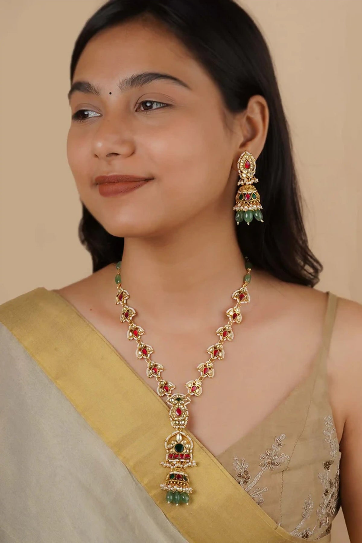 Multicolor Kundan Necklace Set