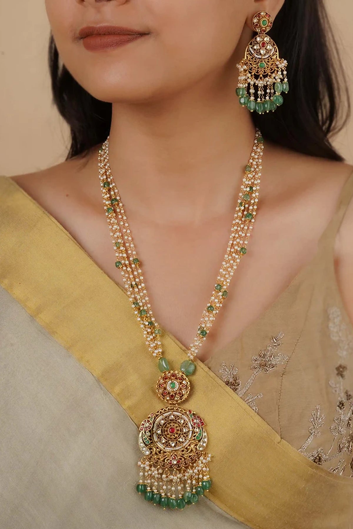 Multicolor Jadau Kundan Necklace Set