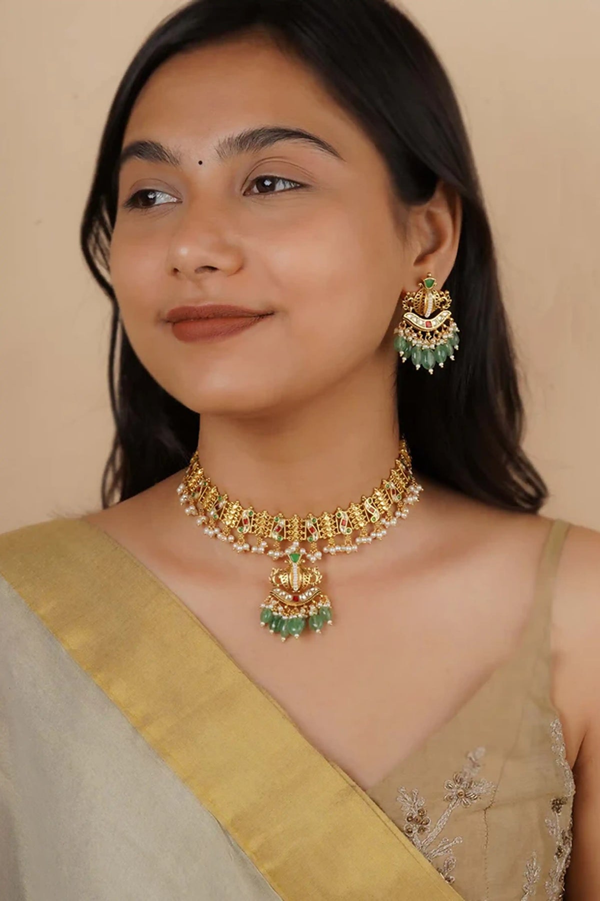 Multicolor Jadau Kundan Necklace Set