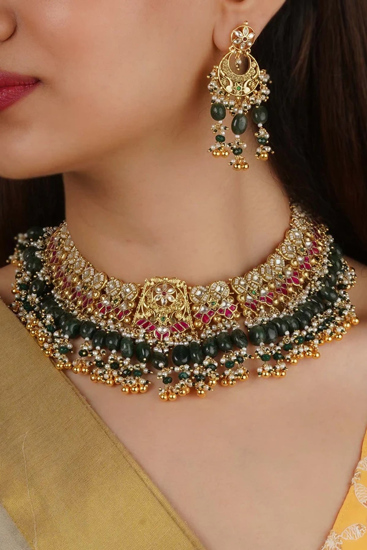 Multicolor Jadau Kundan Necklace Set