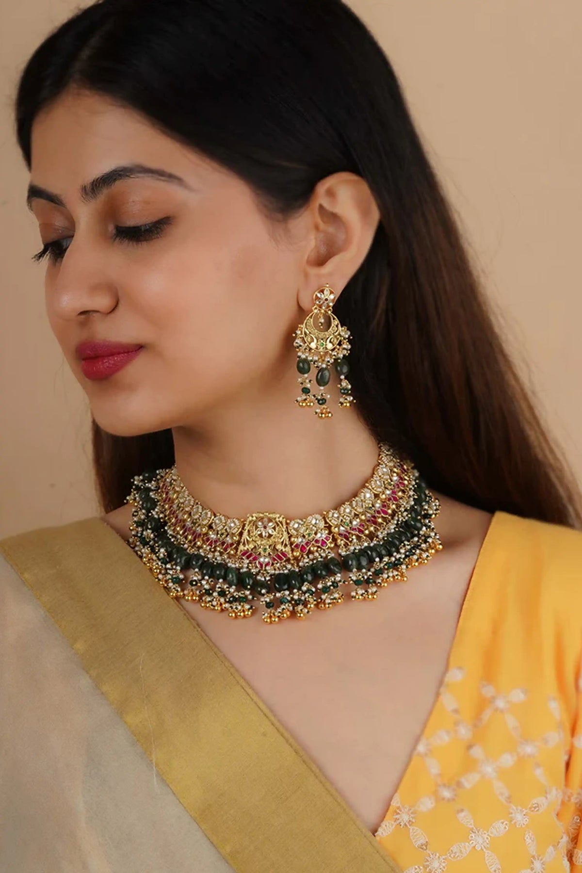 Multicolor Jadau Kundan Necklace Set