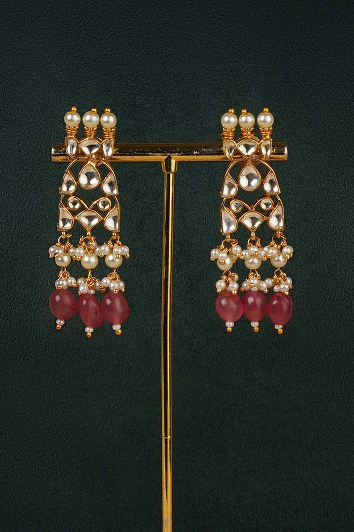 Jadau Kundan Necklace Set in Pink