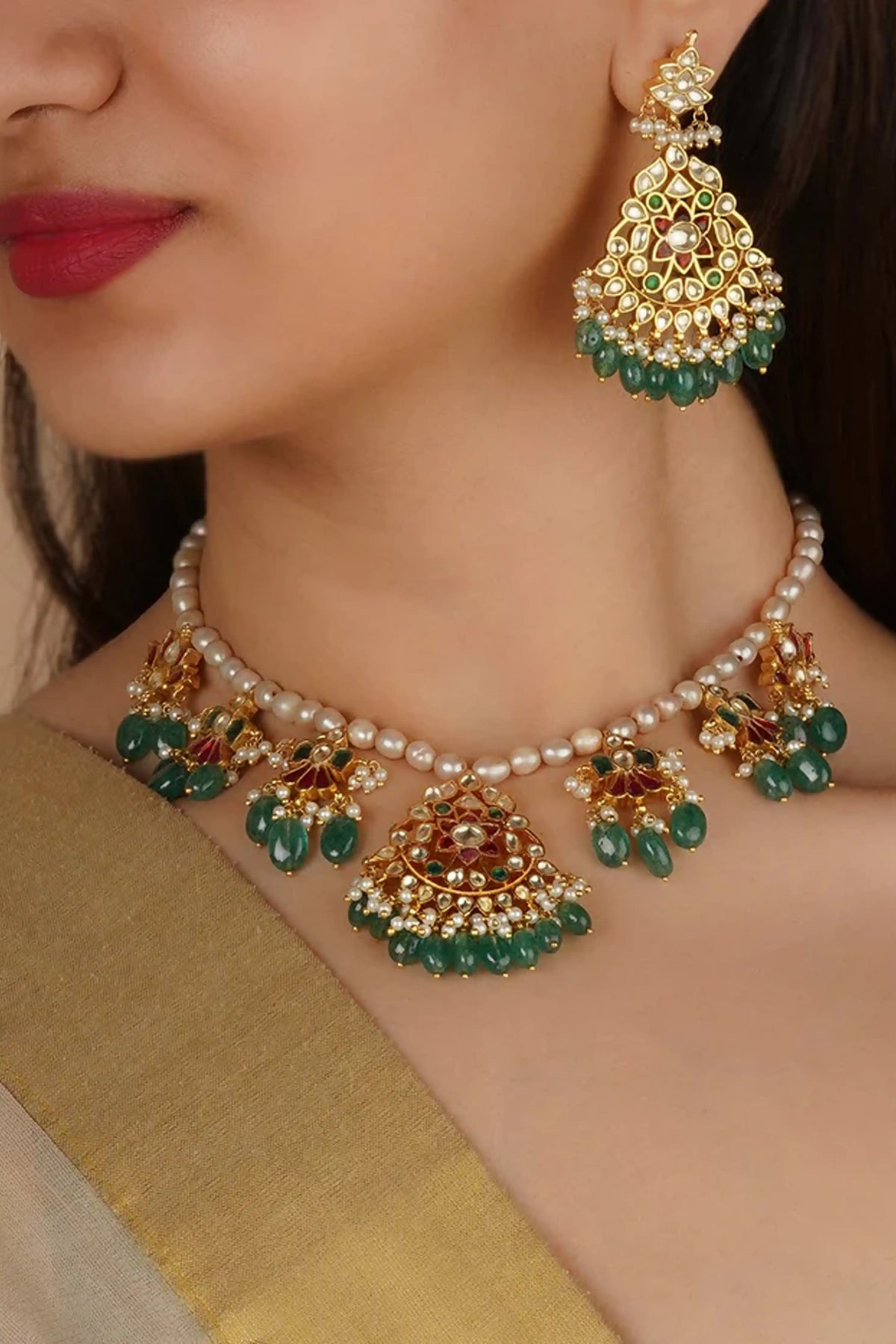 Multicolor Jadau Kundan Necklace Set