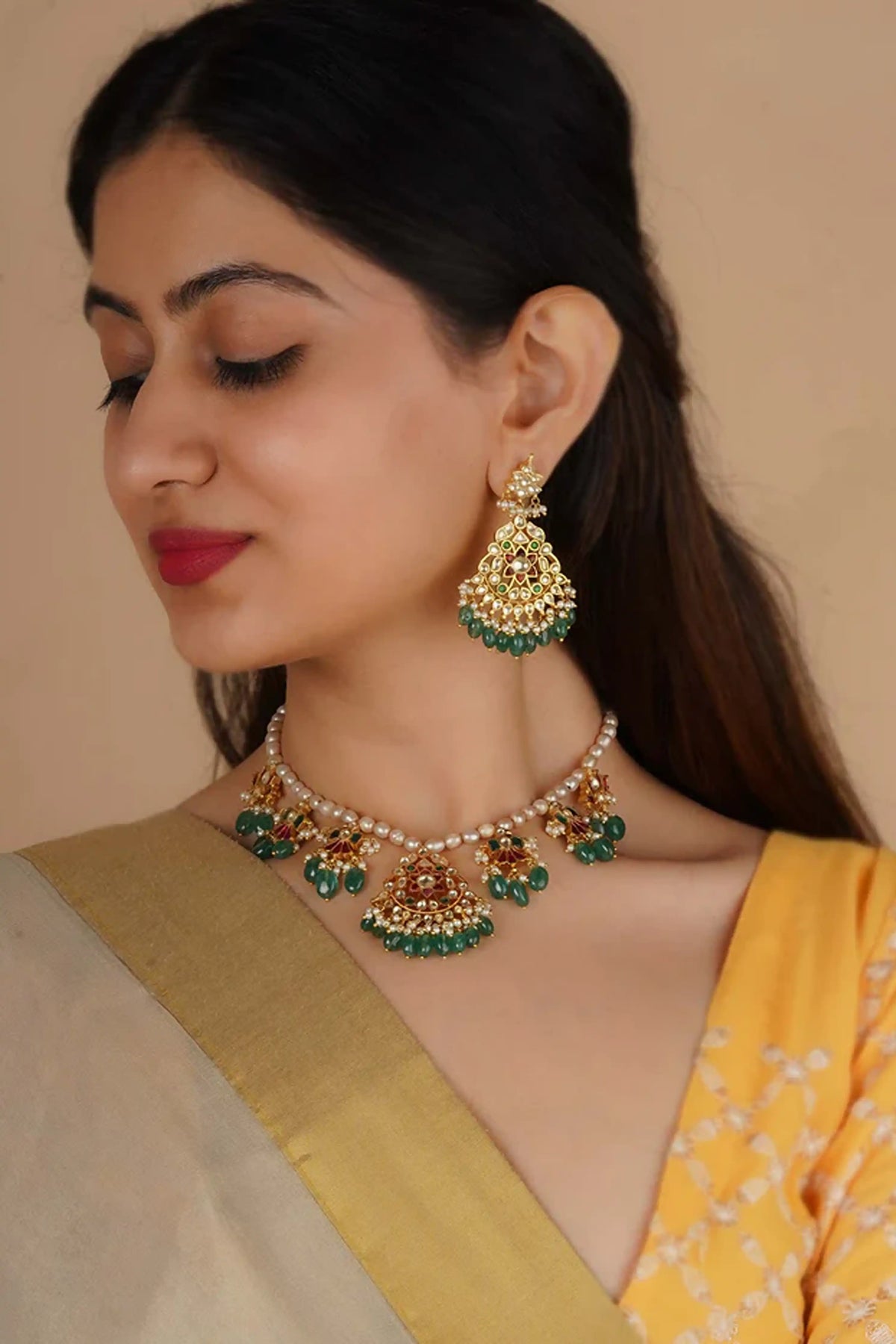Multicolor Jadau Kundan Necklace Set