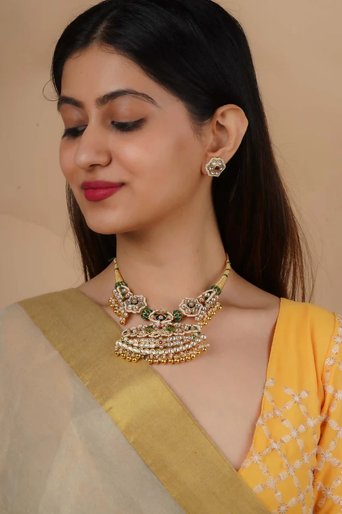 Multicolor Jadau Kundan Necklace Set