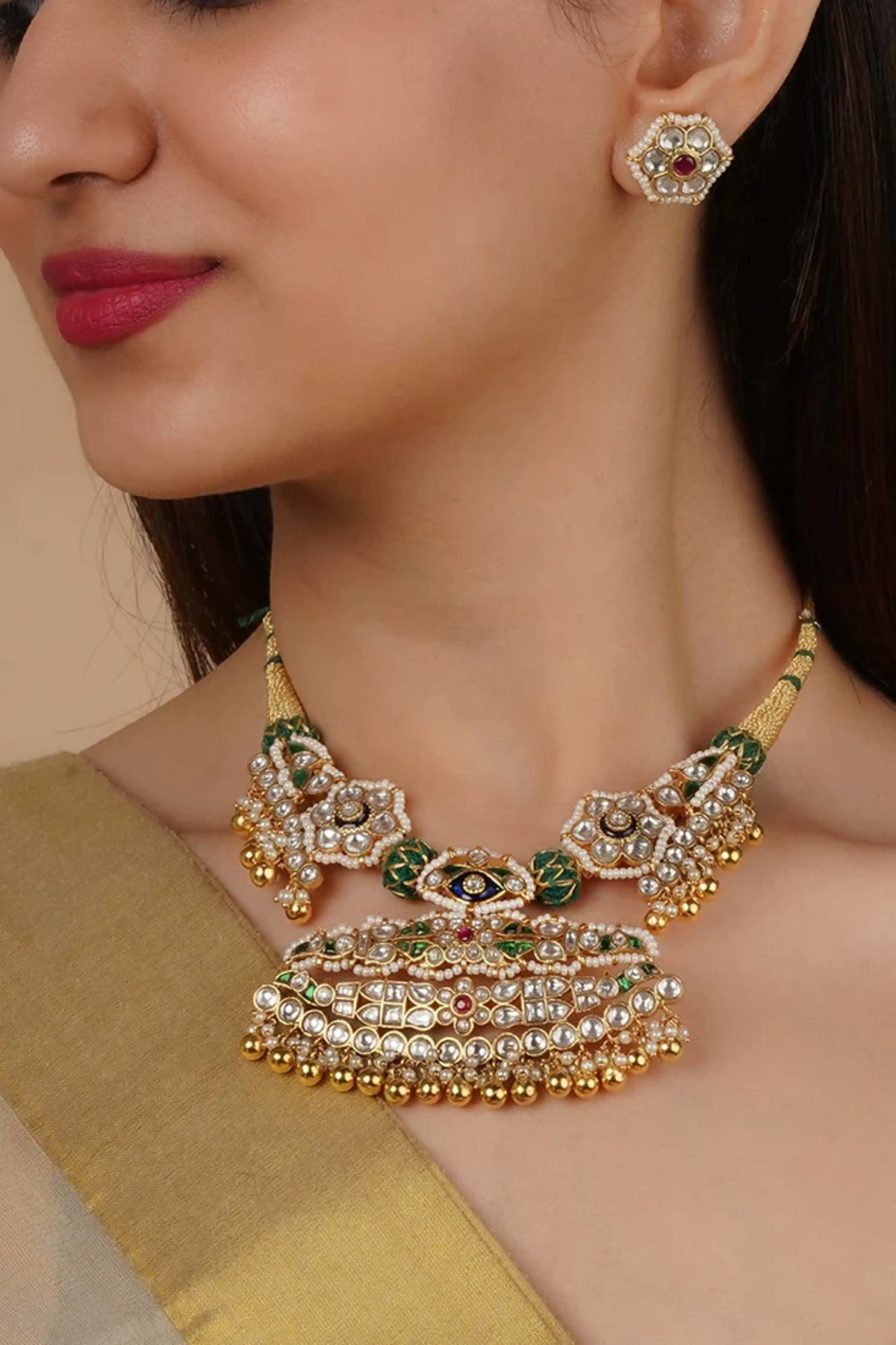 Multicolor Jadau Kundan Necklace Set