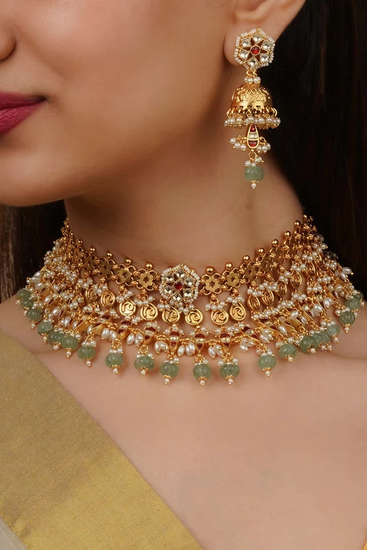Red Gold Plated Necklace Set