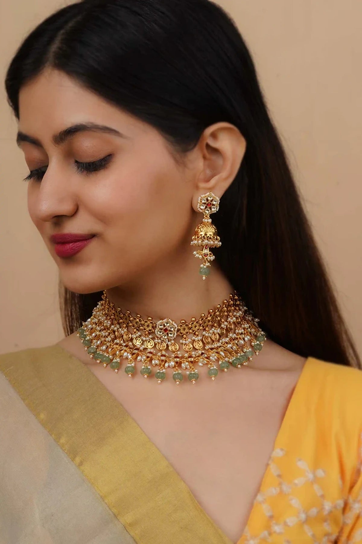 Red Gold Plated Necklace Set