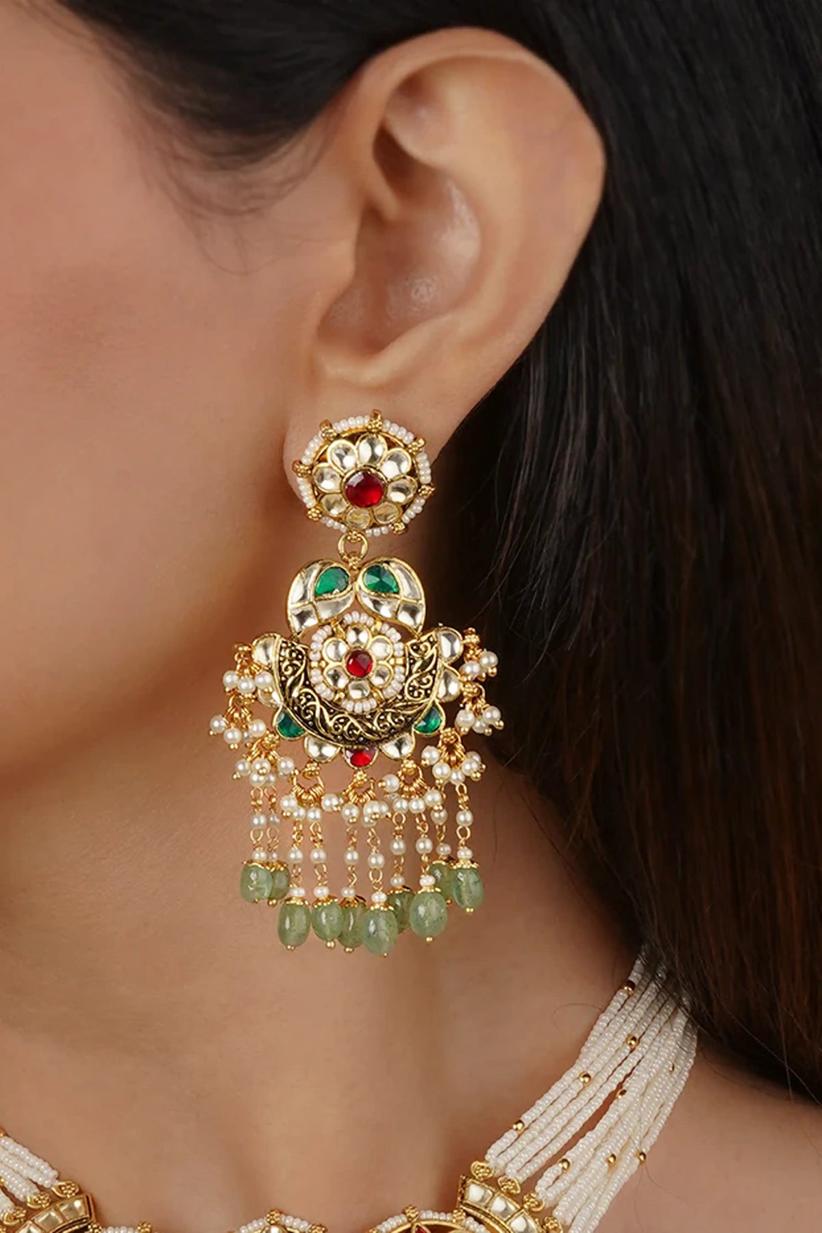 Gold Plated Jadau Kundan Necklace Set