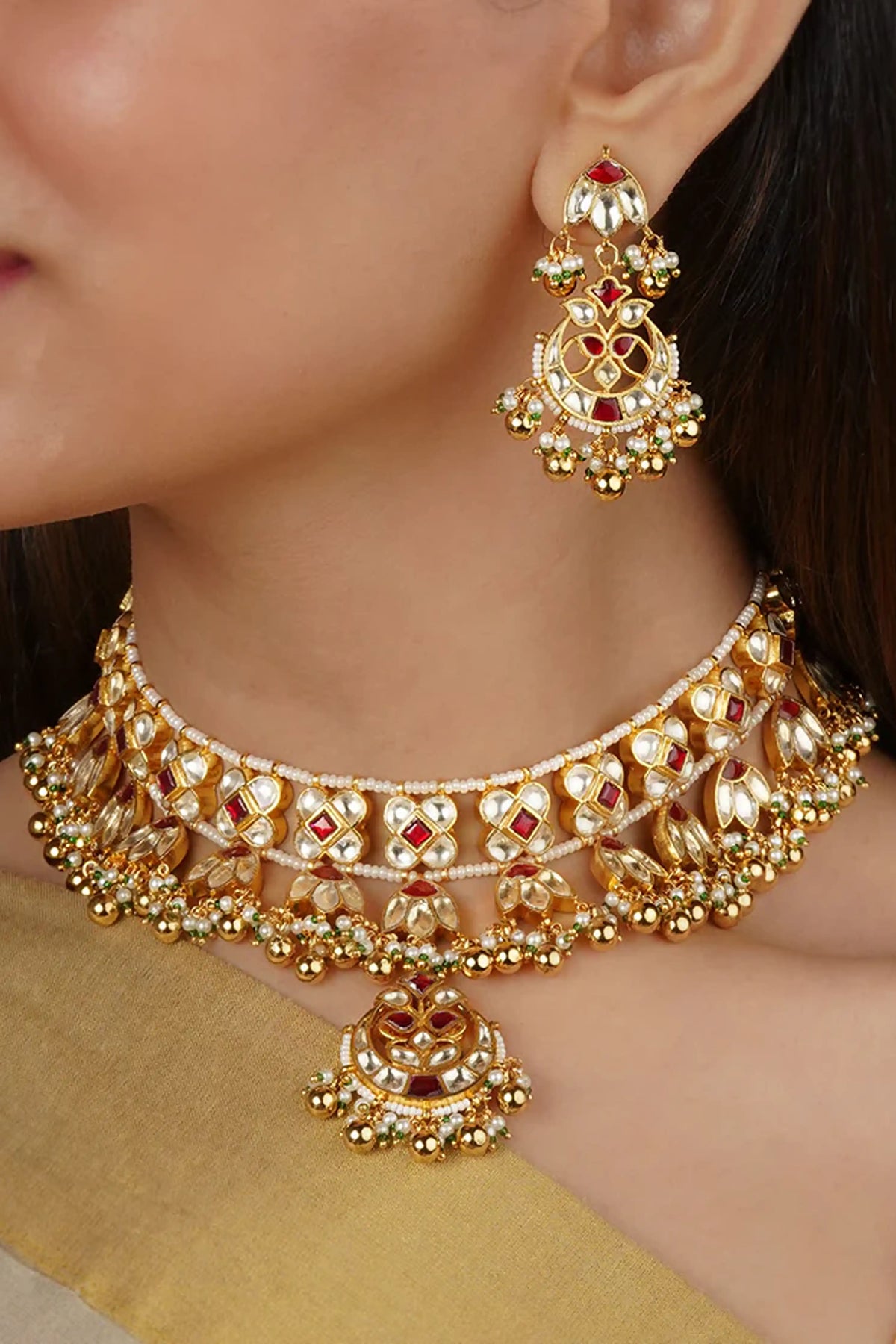 Red Kundan Necklace Set
