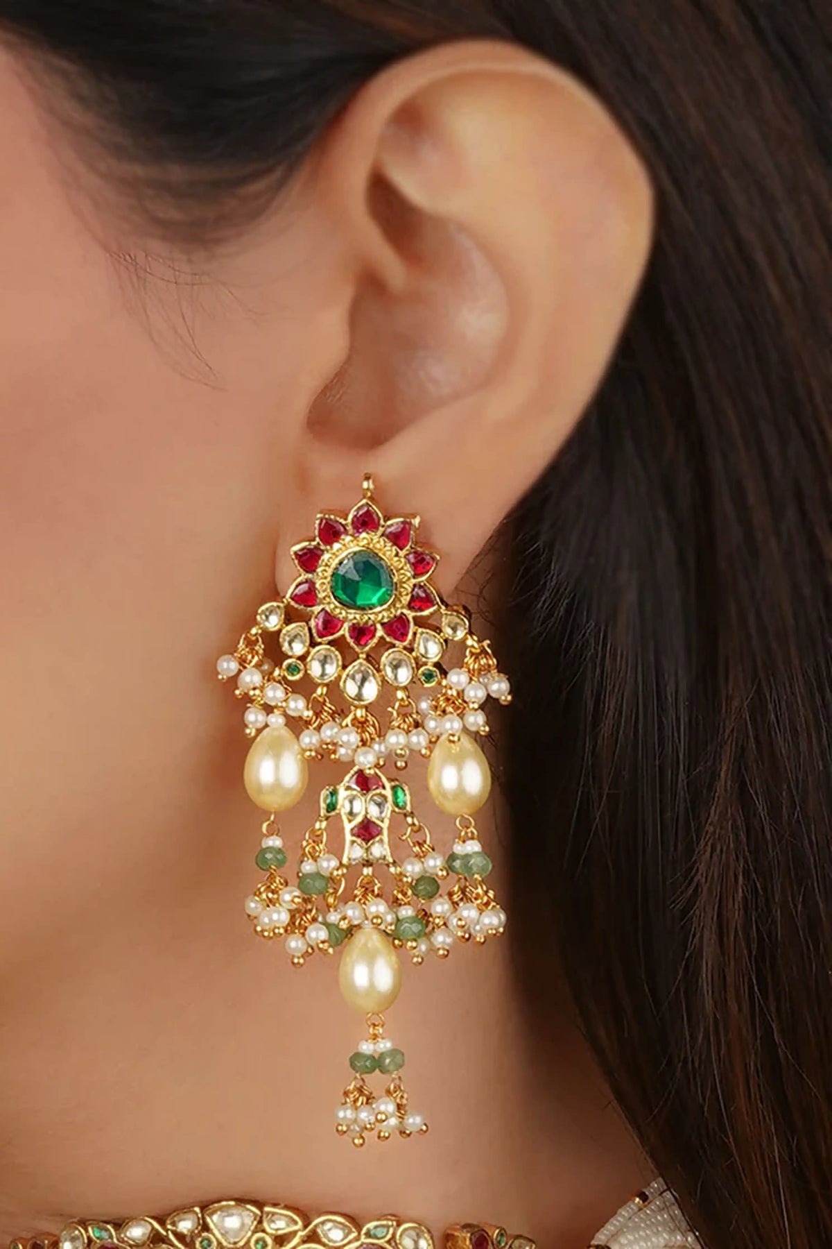 Gold Plated Jadau Kundan Necklace Set
