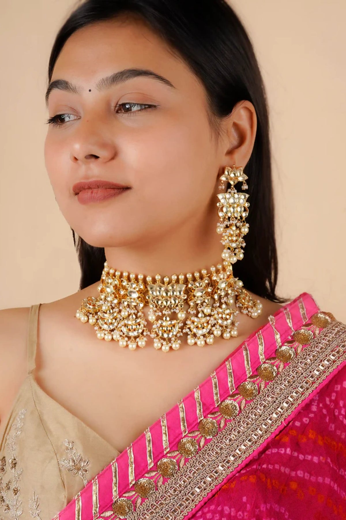 Gold Plated Necklace With Earrings