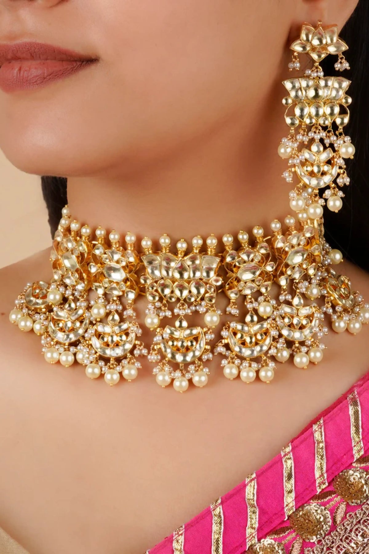 Gold Plated Necklace With Earrings