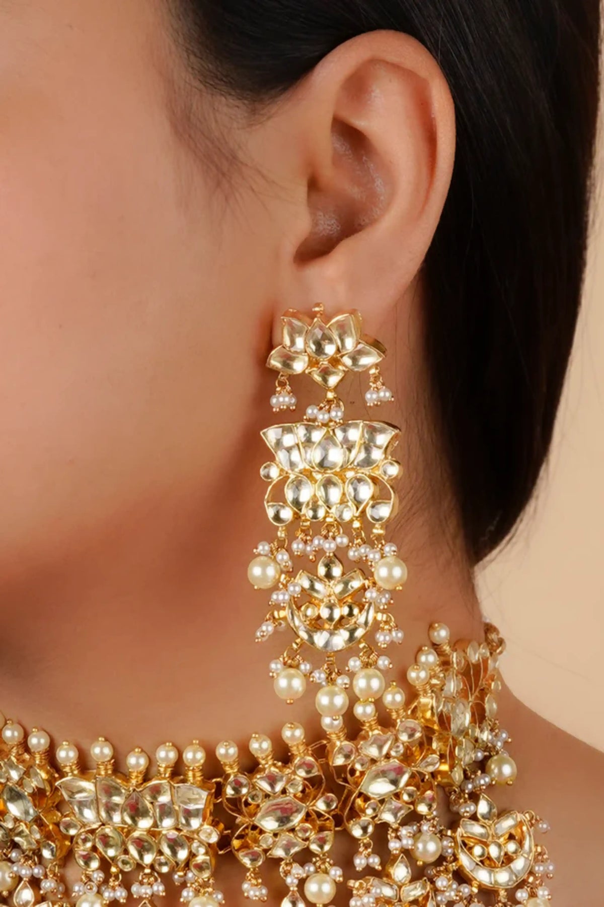 Gold Plated Necklace With Earrings