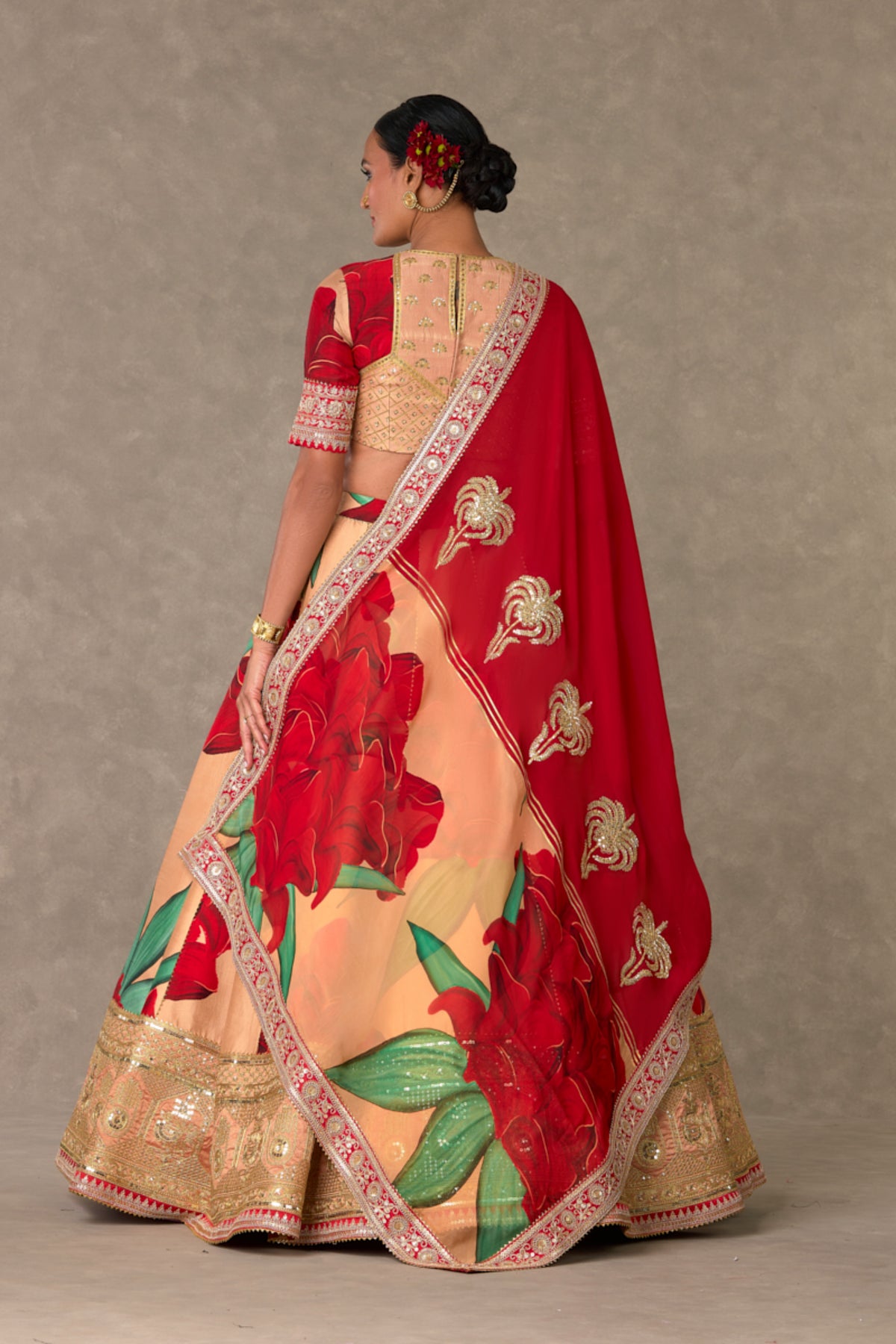 Salmon Candy Swirl Lehenga Set