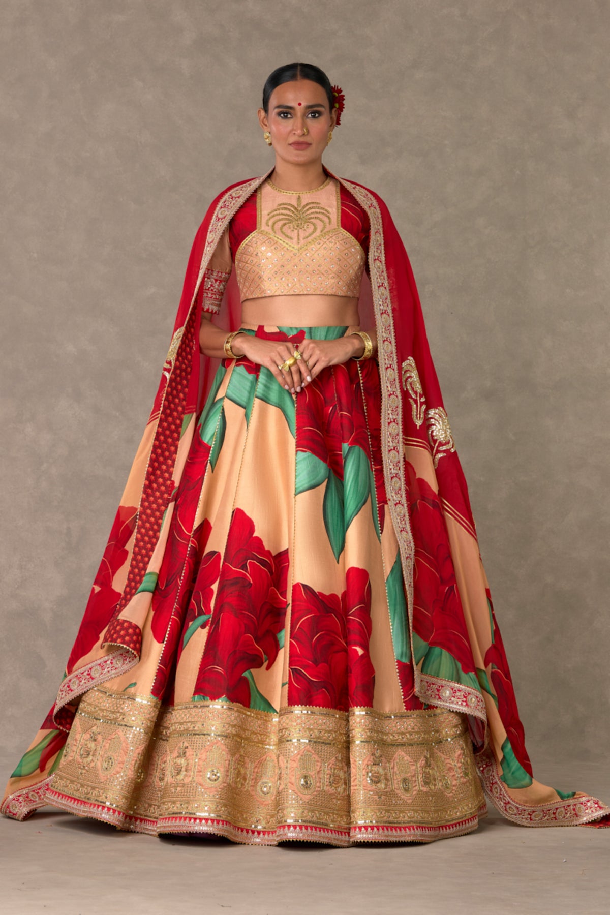 Salmon Candy Swirl Lehenga Set