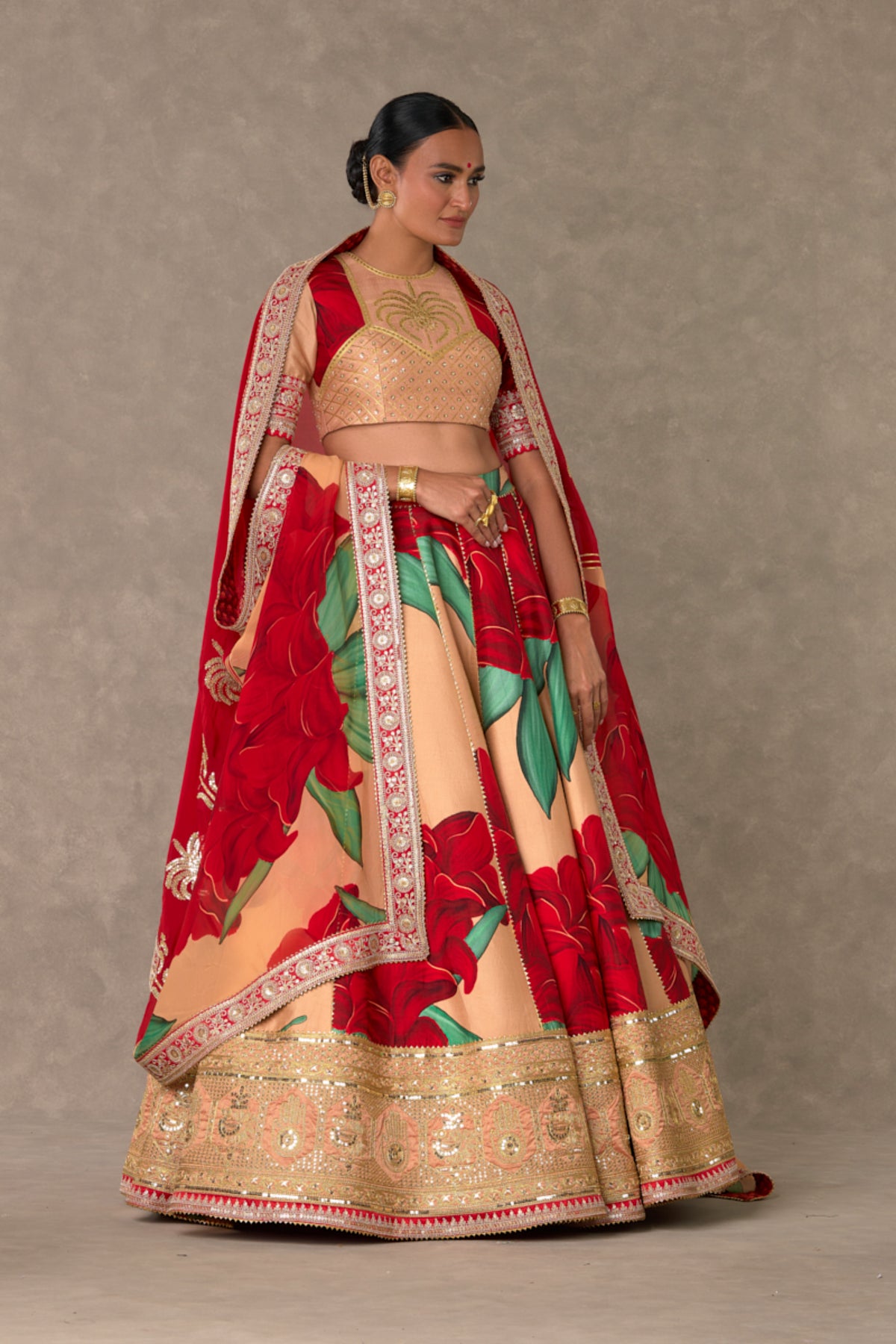 Salmon Candy Swirl Lehenga Set