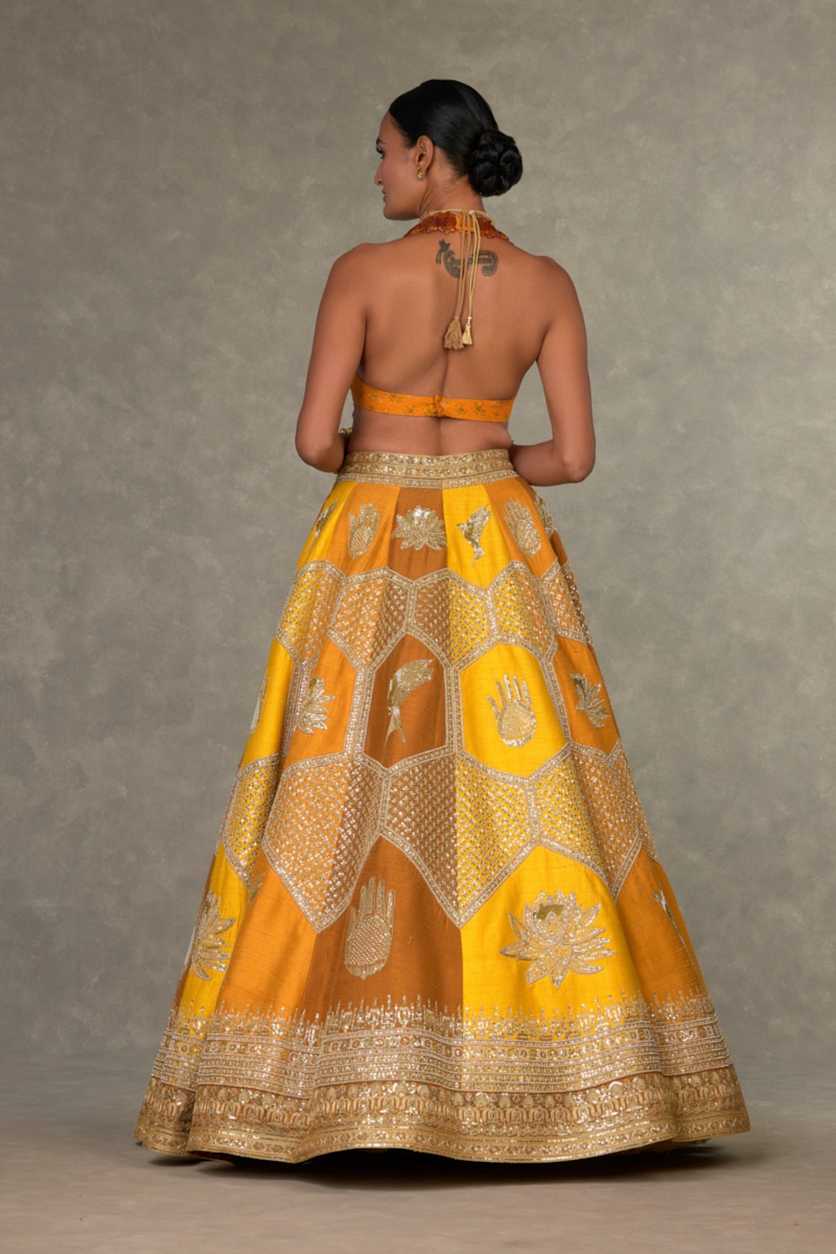 Ochre Neel-Kamal Lehenga Set