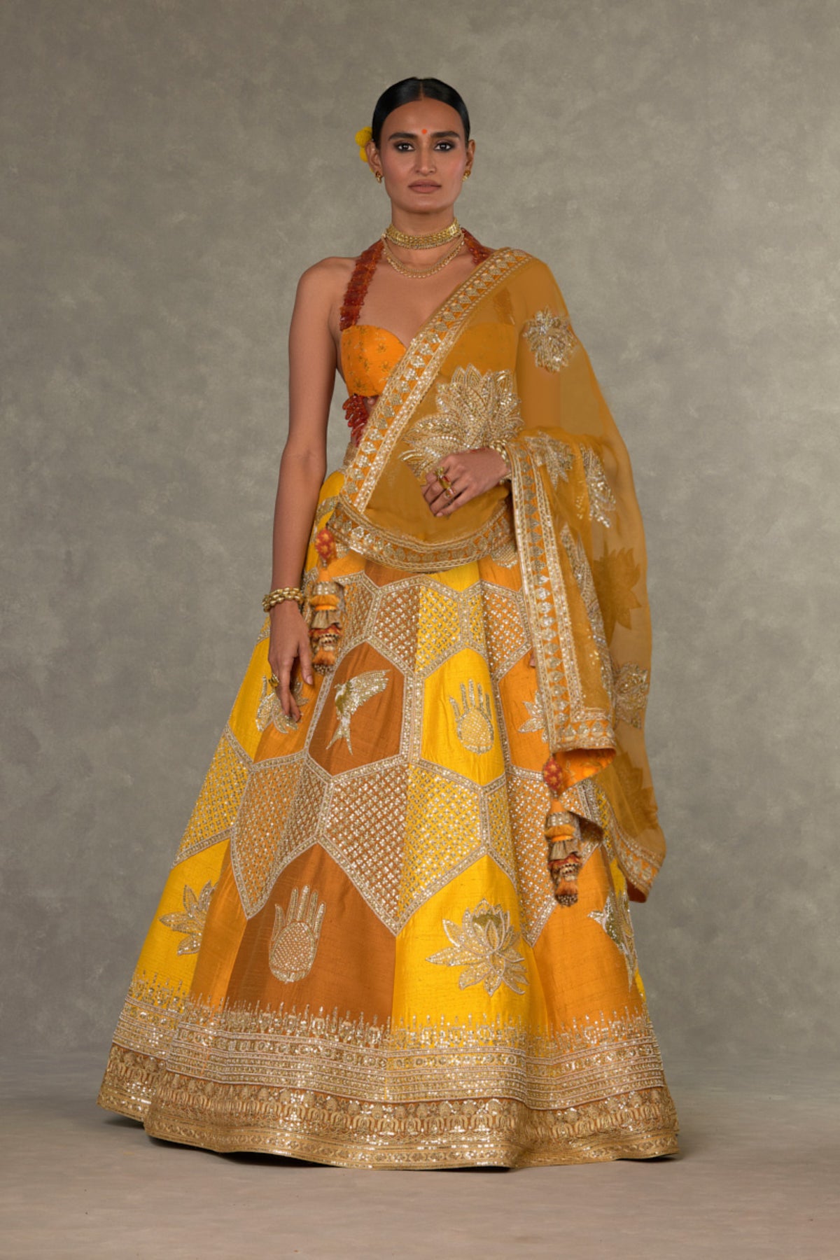 Ochre Neel-Kamal Lehenga Set