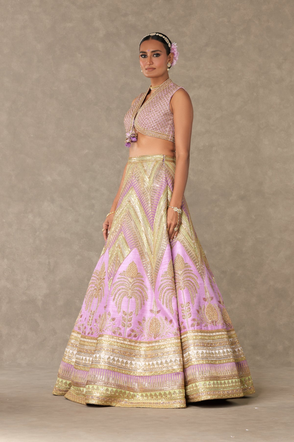 Lilac &#39;Anar-Phool&#39; Lehenga Set