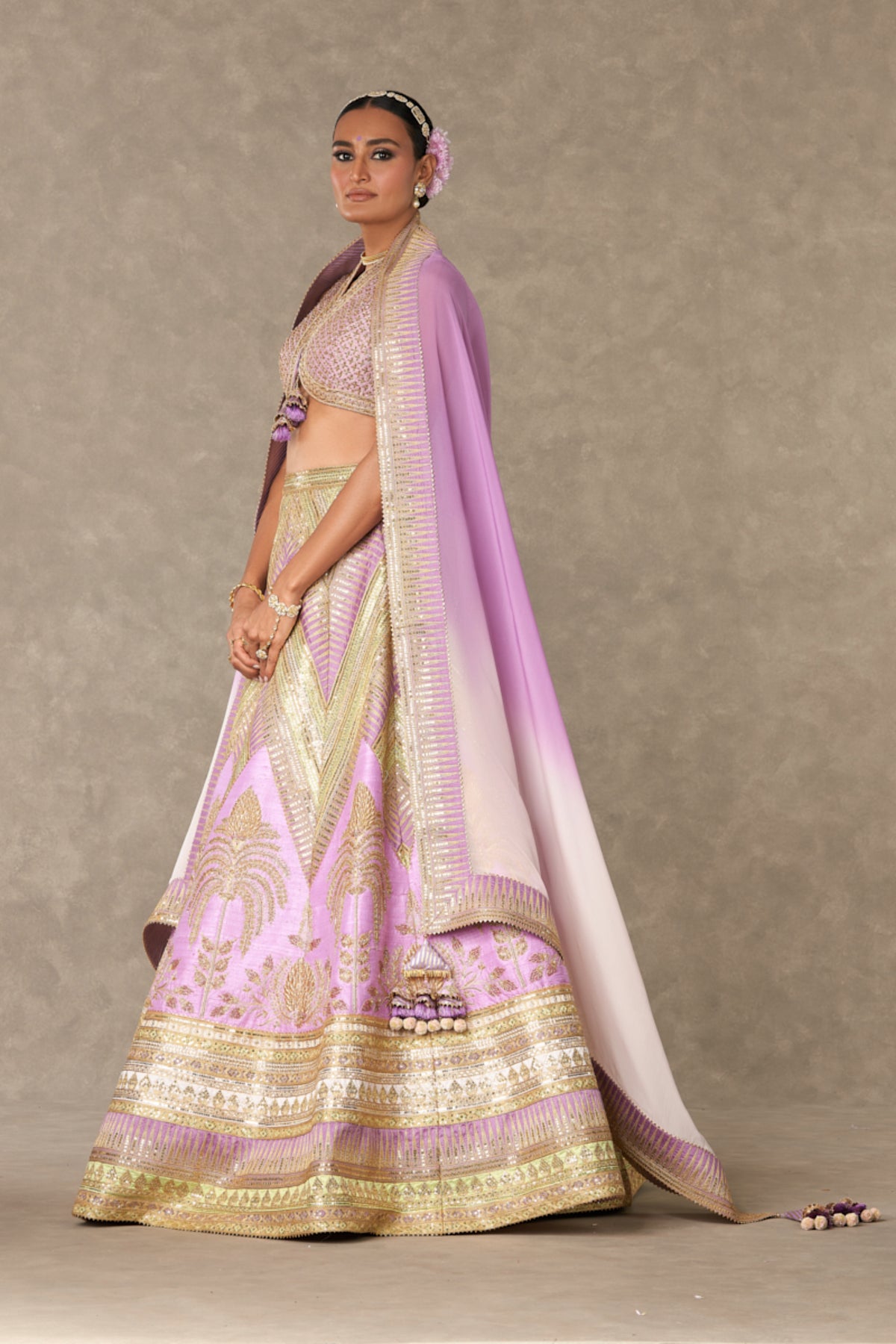 Lilac &#39;Anar-Phool&#39; Lehenga Set