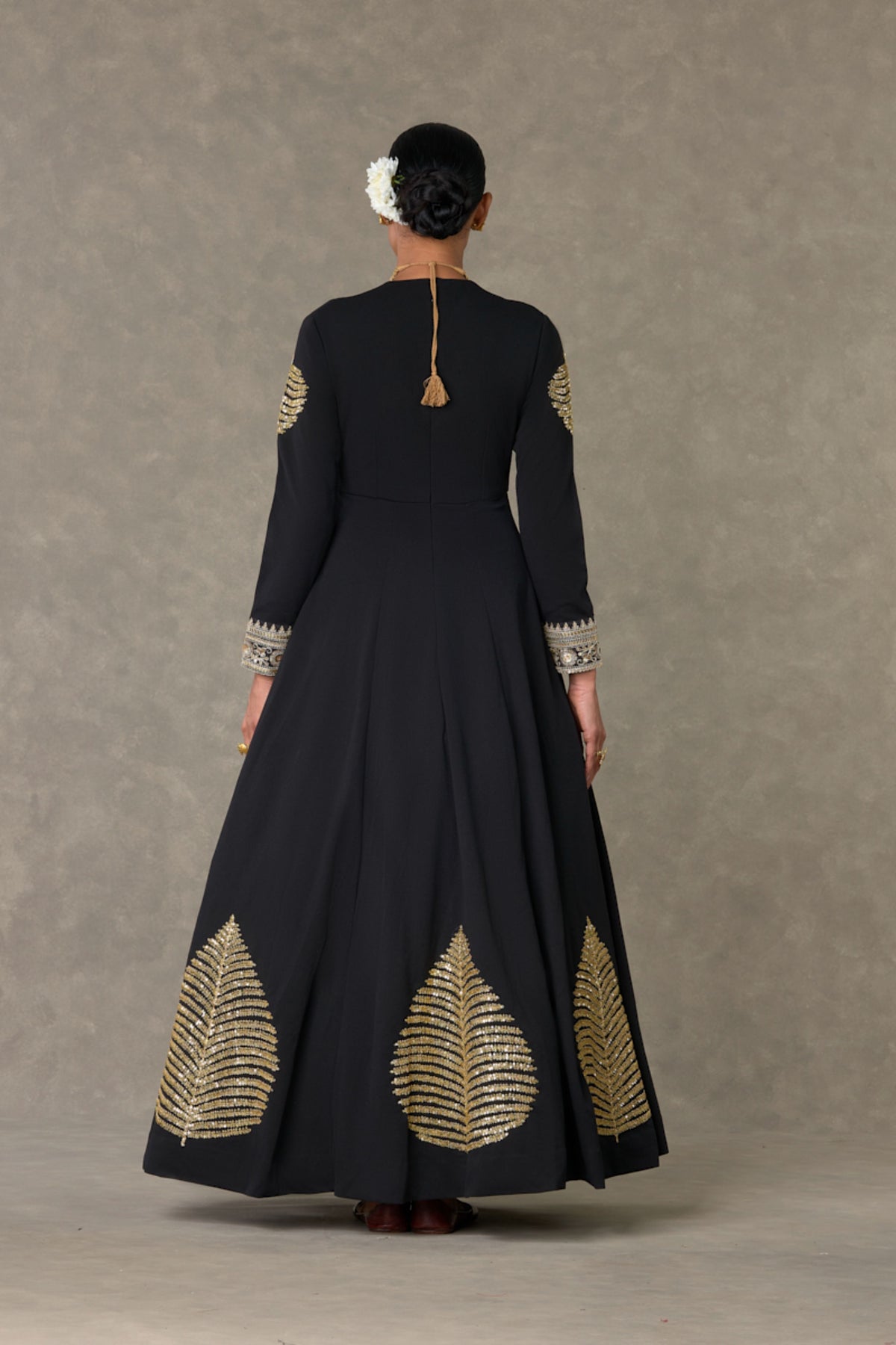 Black Kashmiri Patti Gown