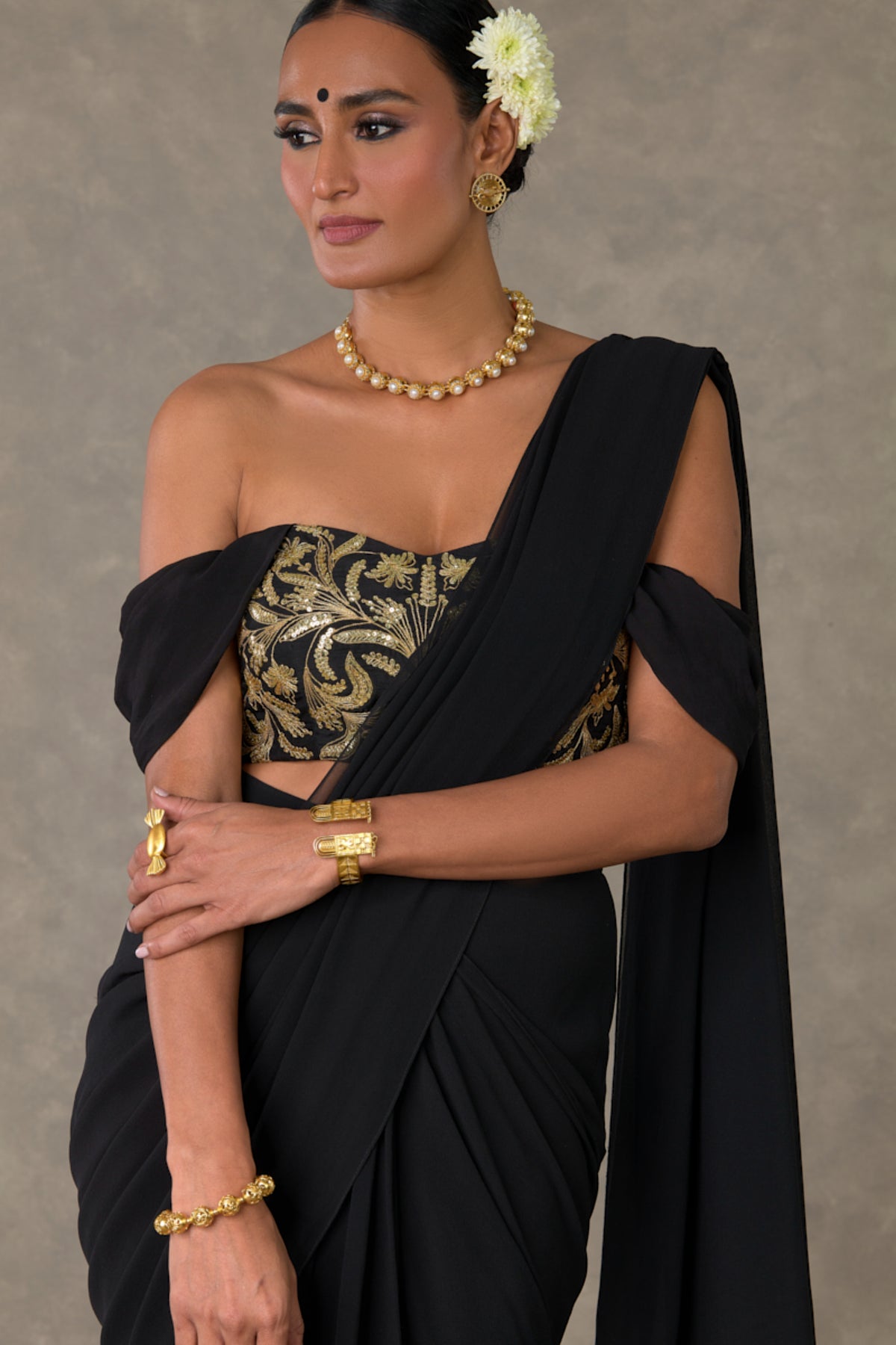 Black &#39;Neel- Kamal&#39; Corset Saree