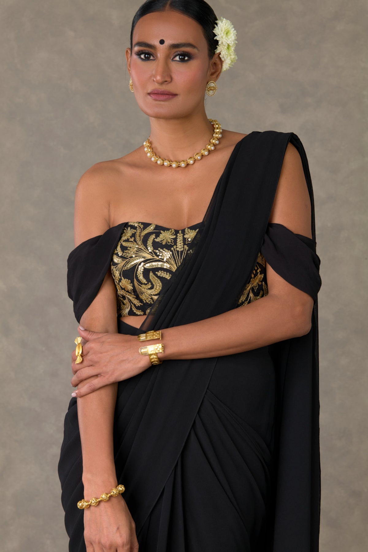 Black &#39;Neel- Kamal&#39; Corset Saree