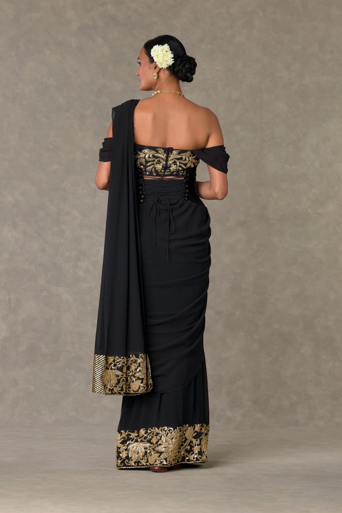 Black &#39;Neel- Kamal&#39; Corset Saree