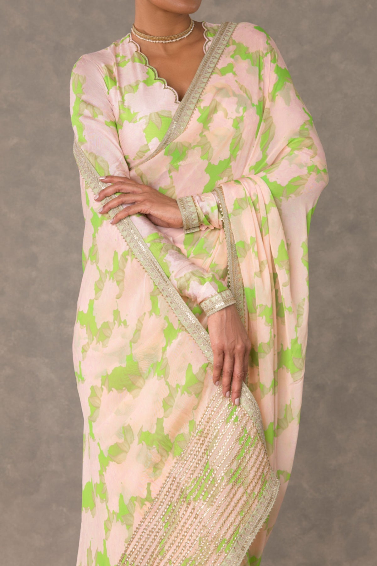 Mint Candy Swirl Saree
