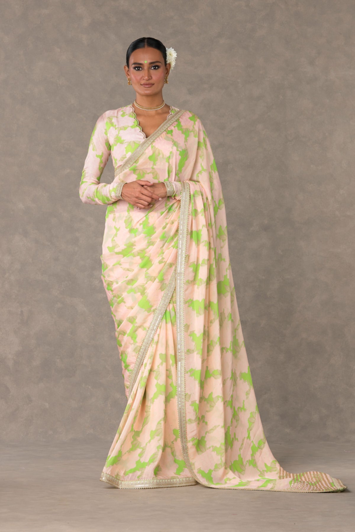 Mint Candy Swirl Saree