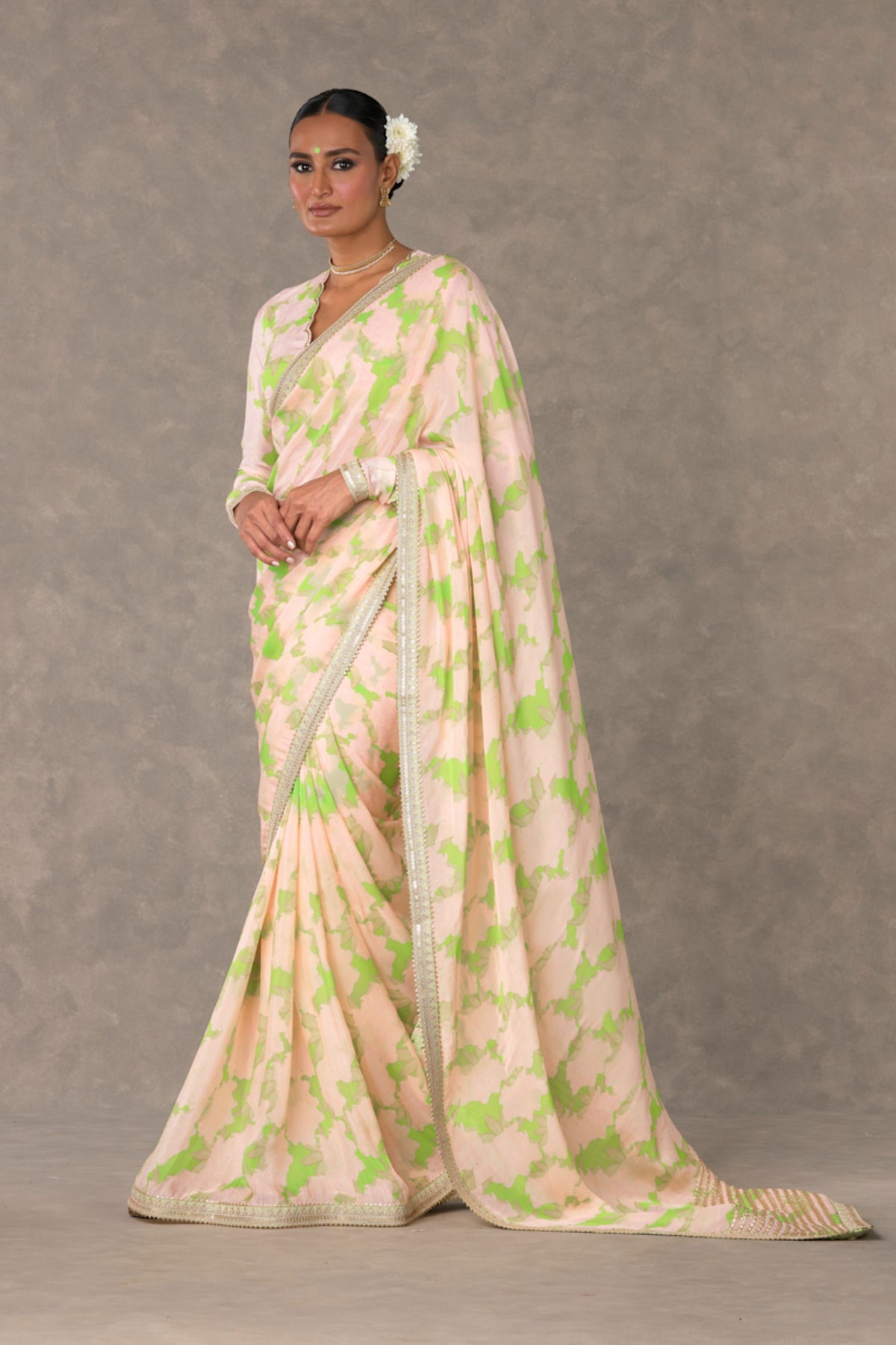 Mint Candy Swirl Saree