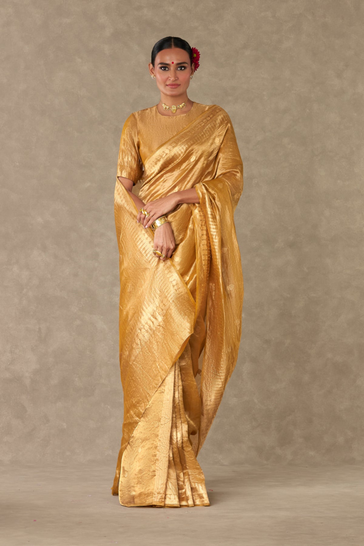 &#39;Sunehri&#39; Tissue Saree