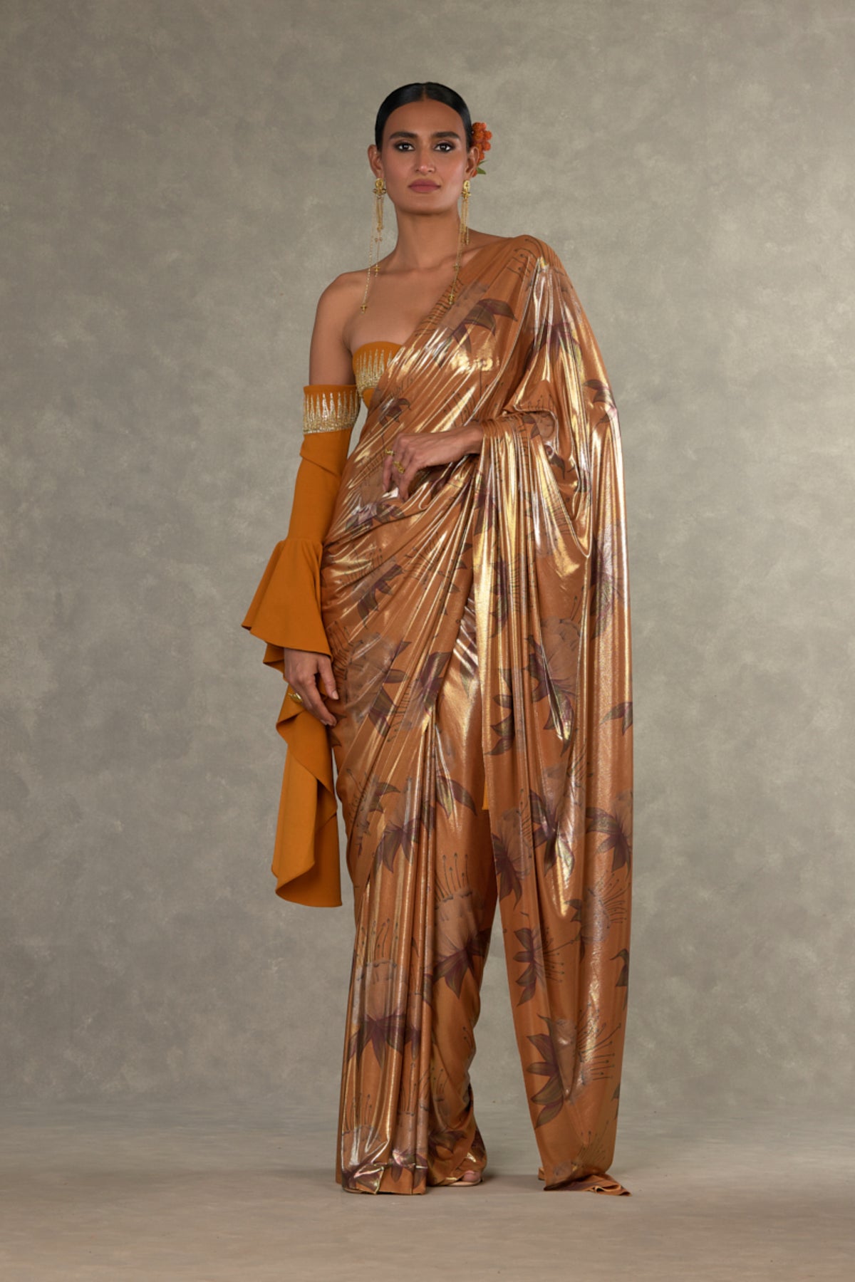 Ochre &#39;Masakali&#39; Saree