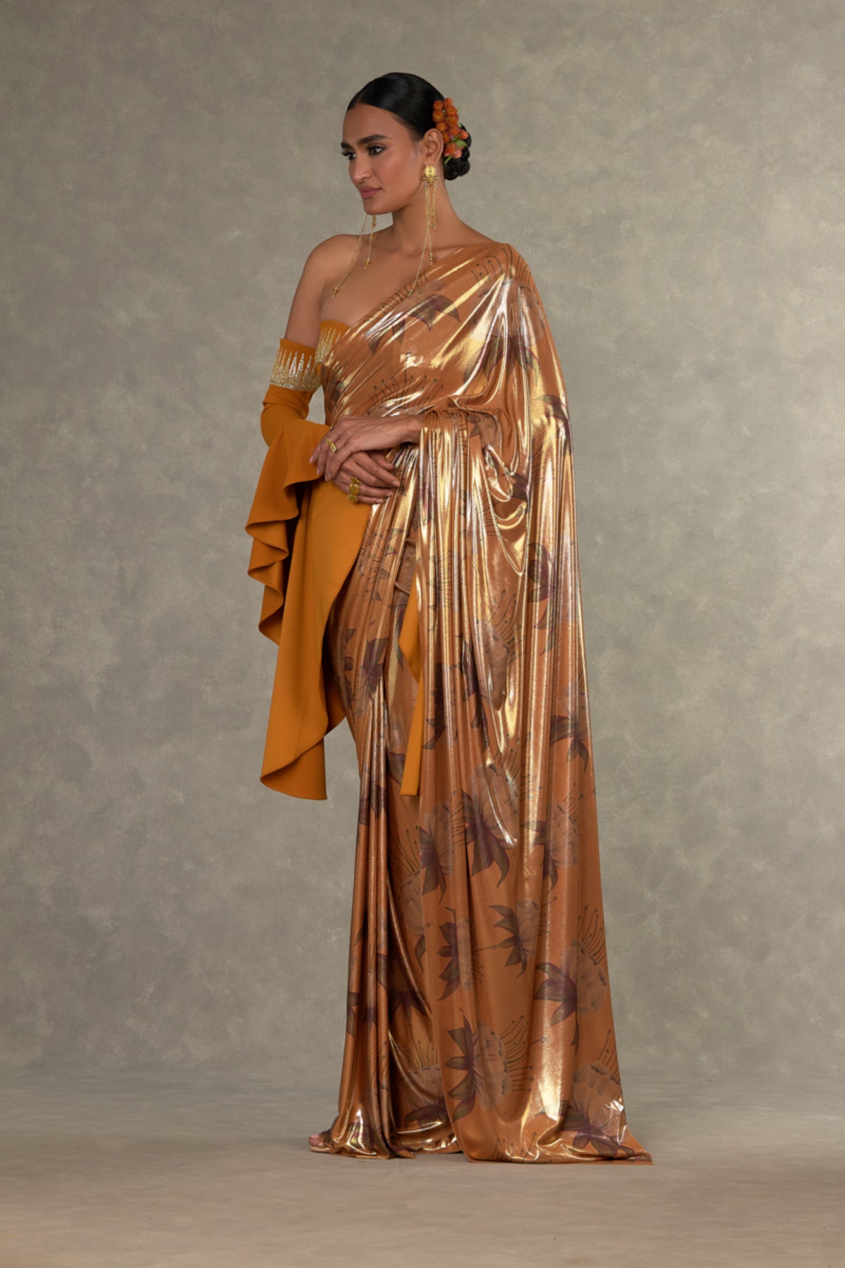 Ochre &#39;Masakali&#39; Saree