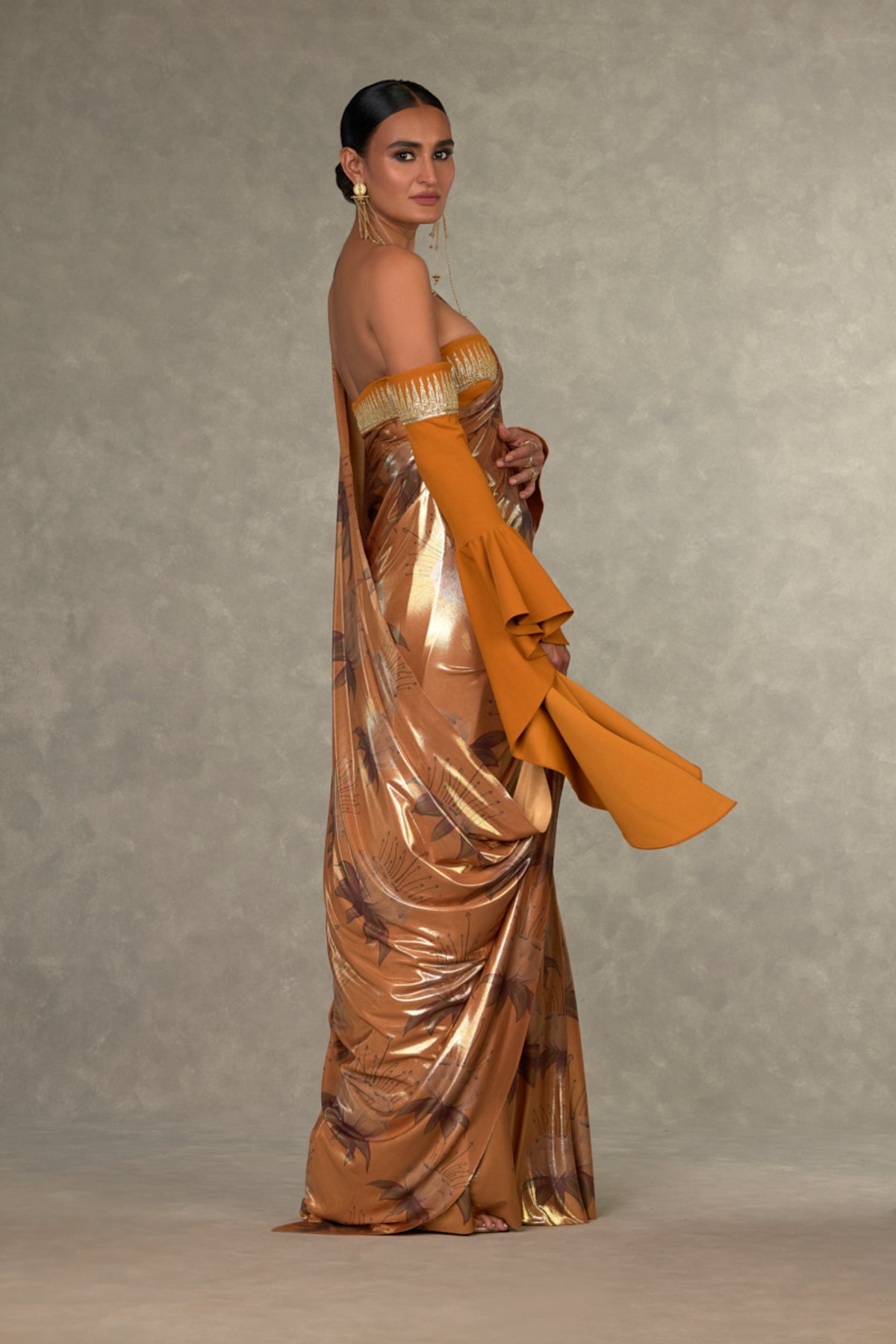 Ochre &#39;Masakali&#39; Saree