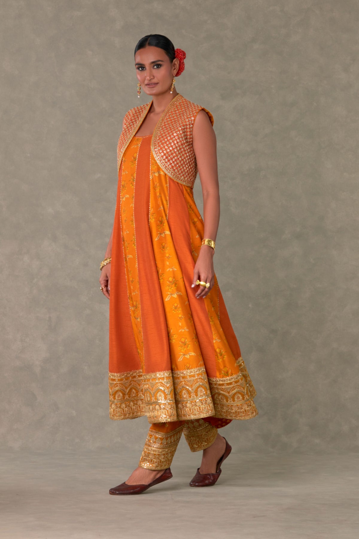 Rust Narangi Bagh Anarkali Set