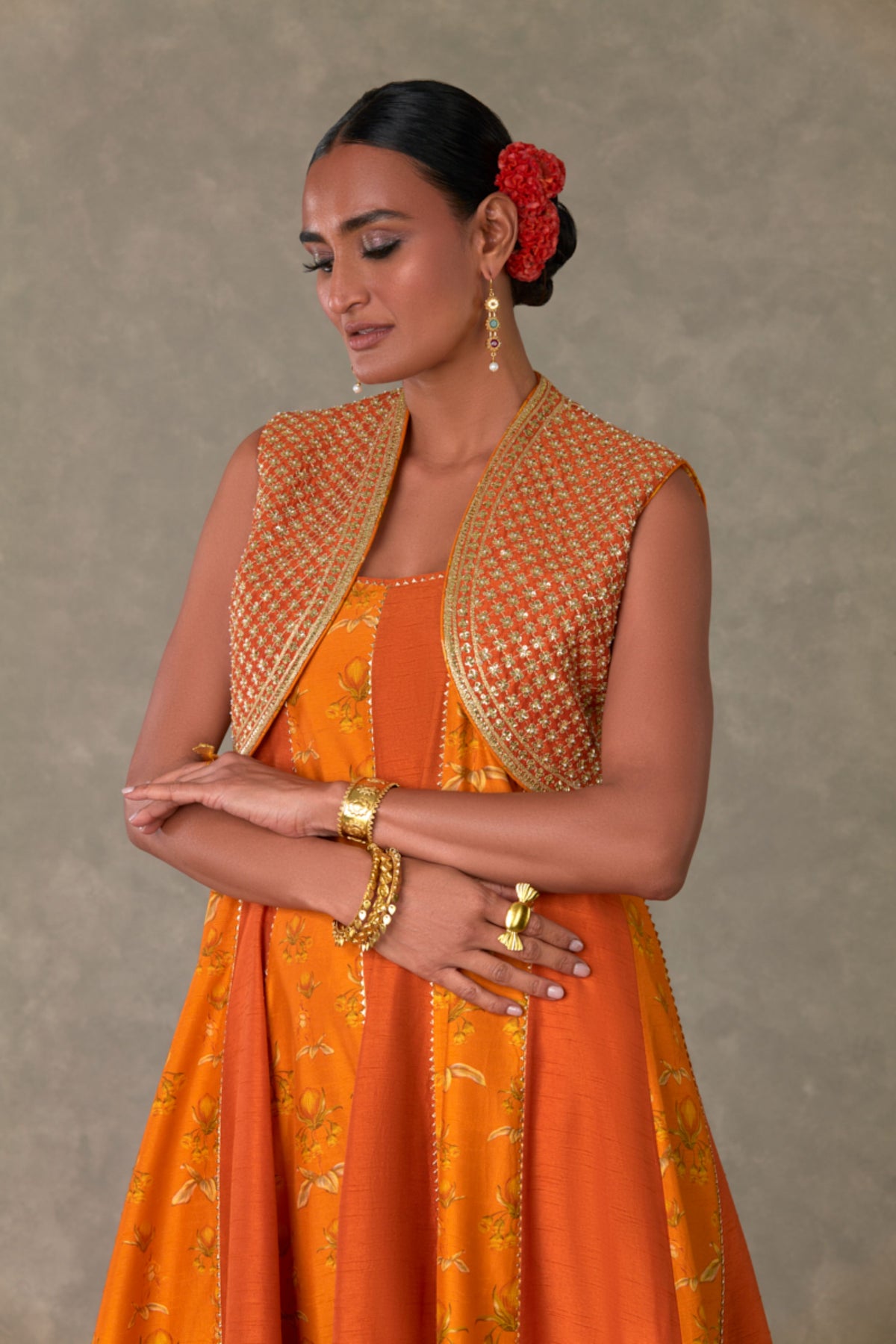 Rust Narangi Bagh Anarkali Set