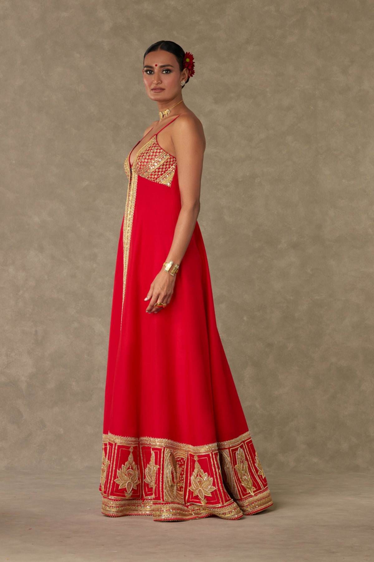 Red Haathphool Palazzo Set