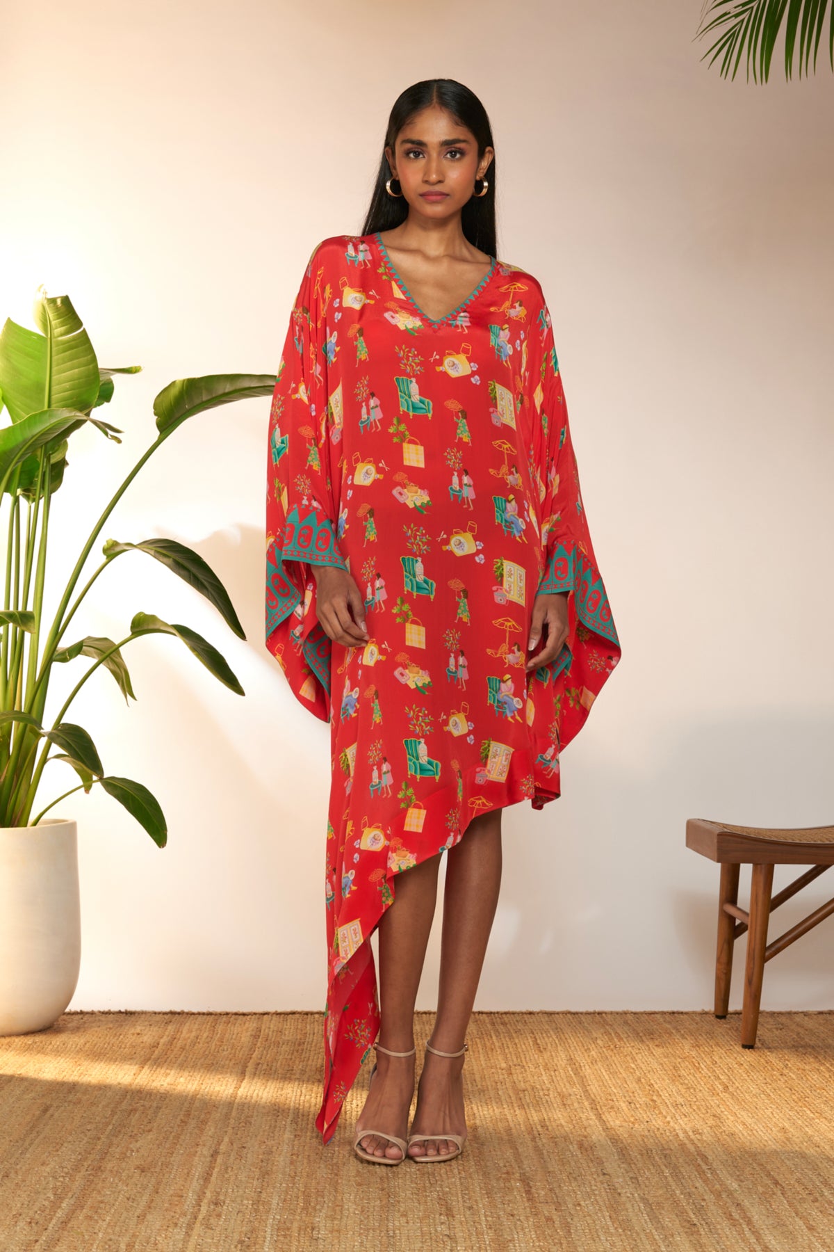 Red Jam And Toast Asymmetrical Kaftan