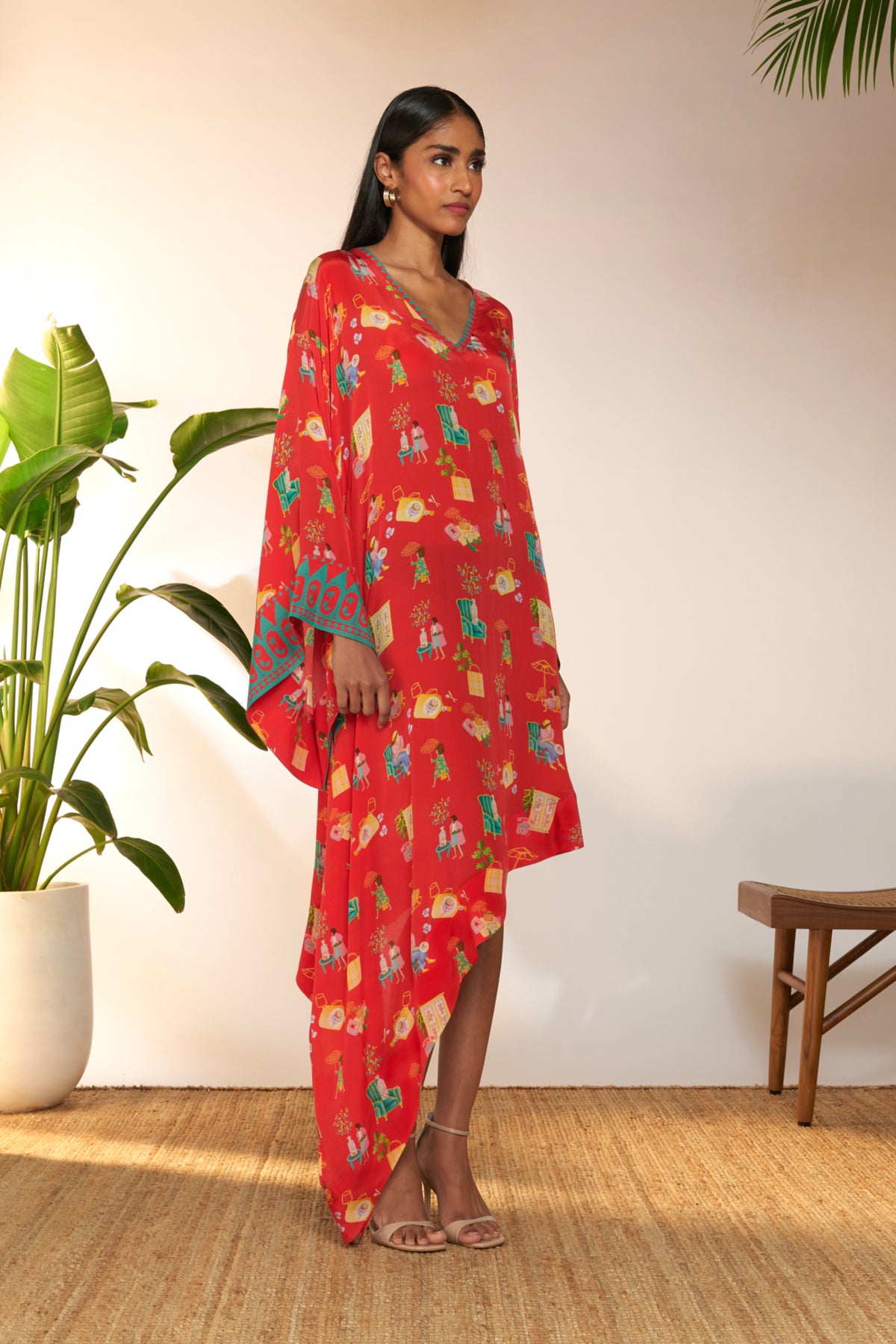 Red Jam And Toast Asymmetrical Kaftan