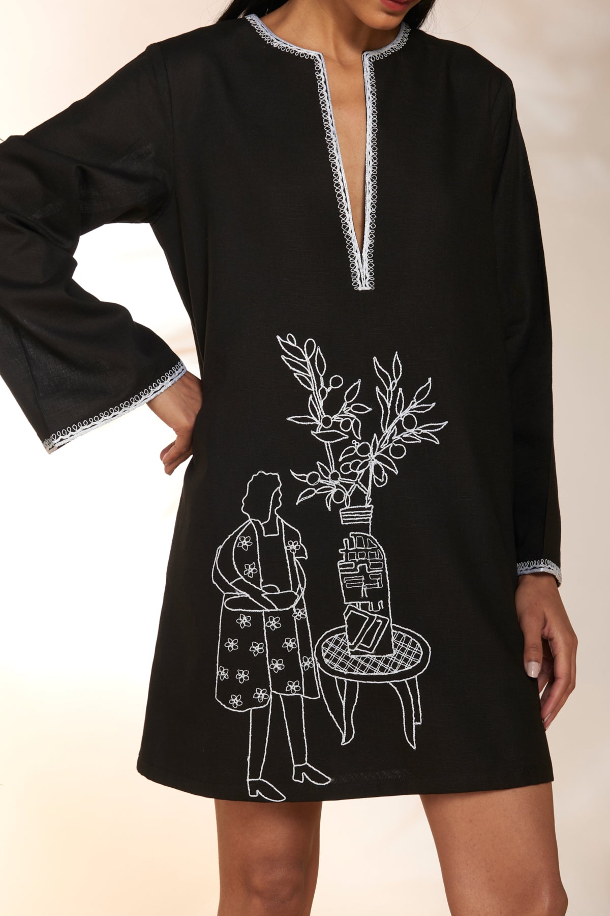 Black Lady With A Loaf Embroidered Dress