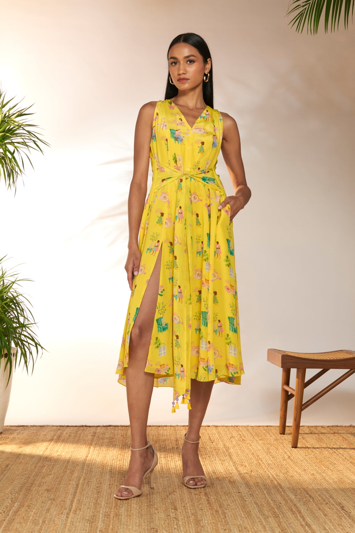 Lemon Yellow Jam And Toast Midi Dress