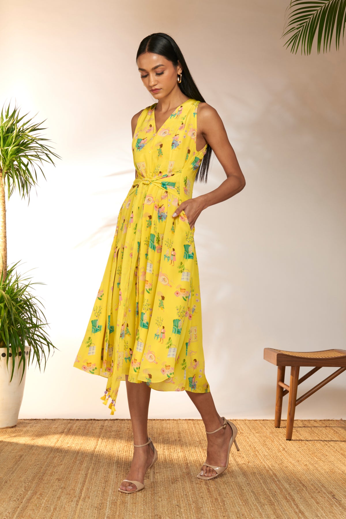 Lemon Yellow Jam And Toast Midi Dress