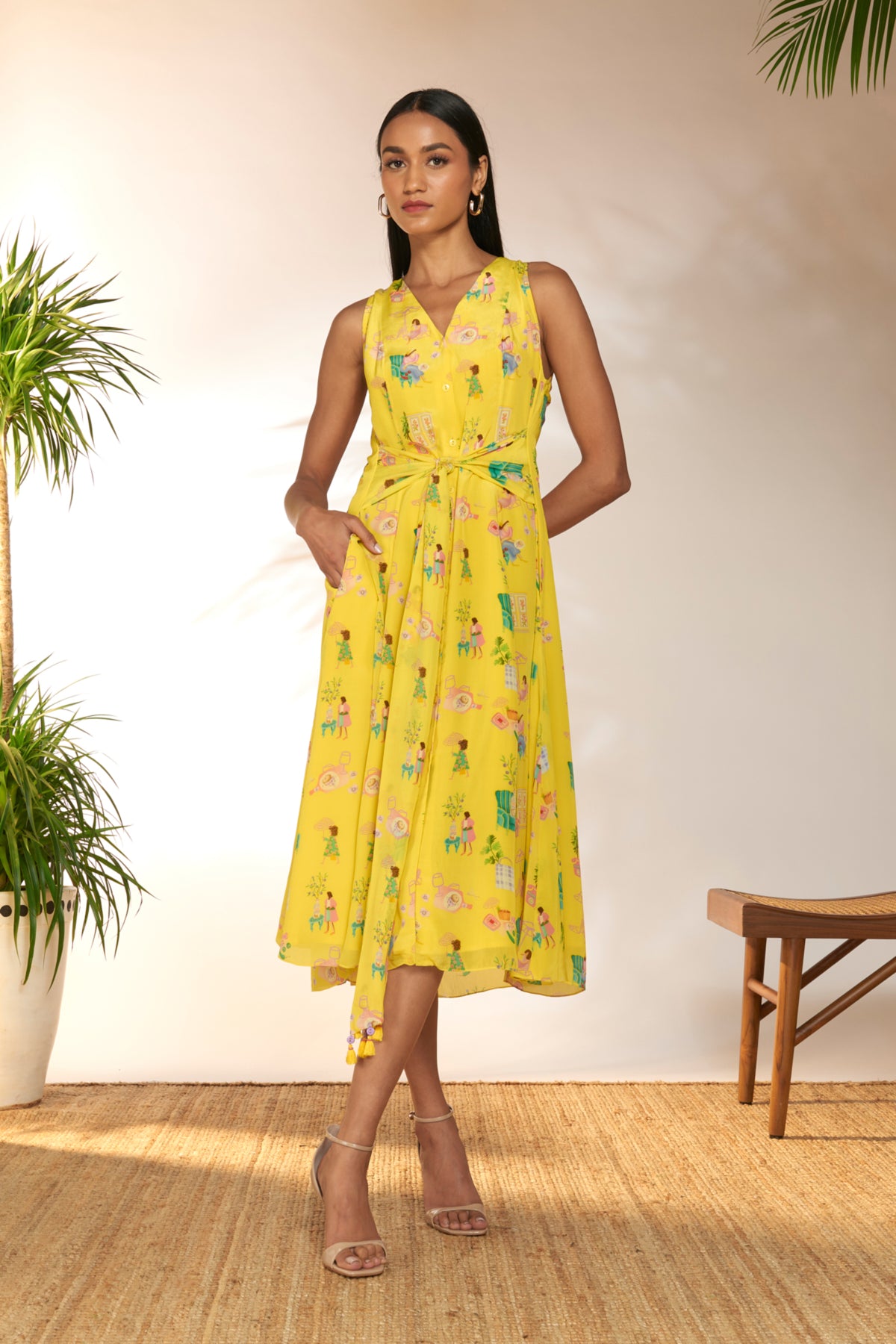 Lemon Yellow Jam And Toast Midi Dress