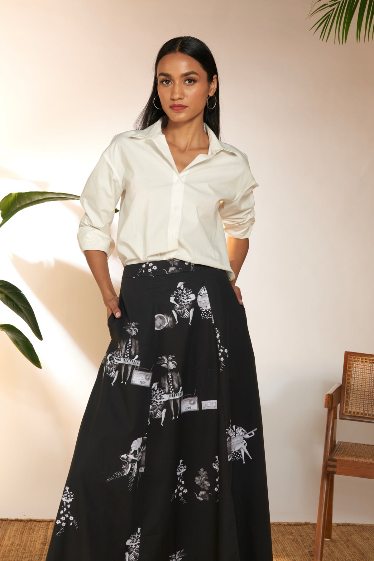 Tropicool Greyscale Maxi Skirt