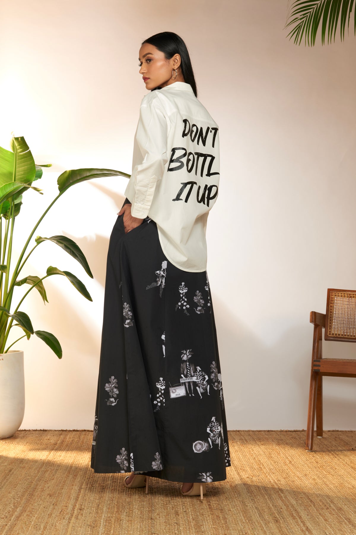 Tropicool Greyscale Maxi Skirt