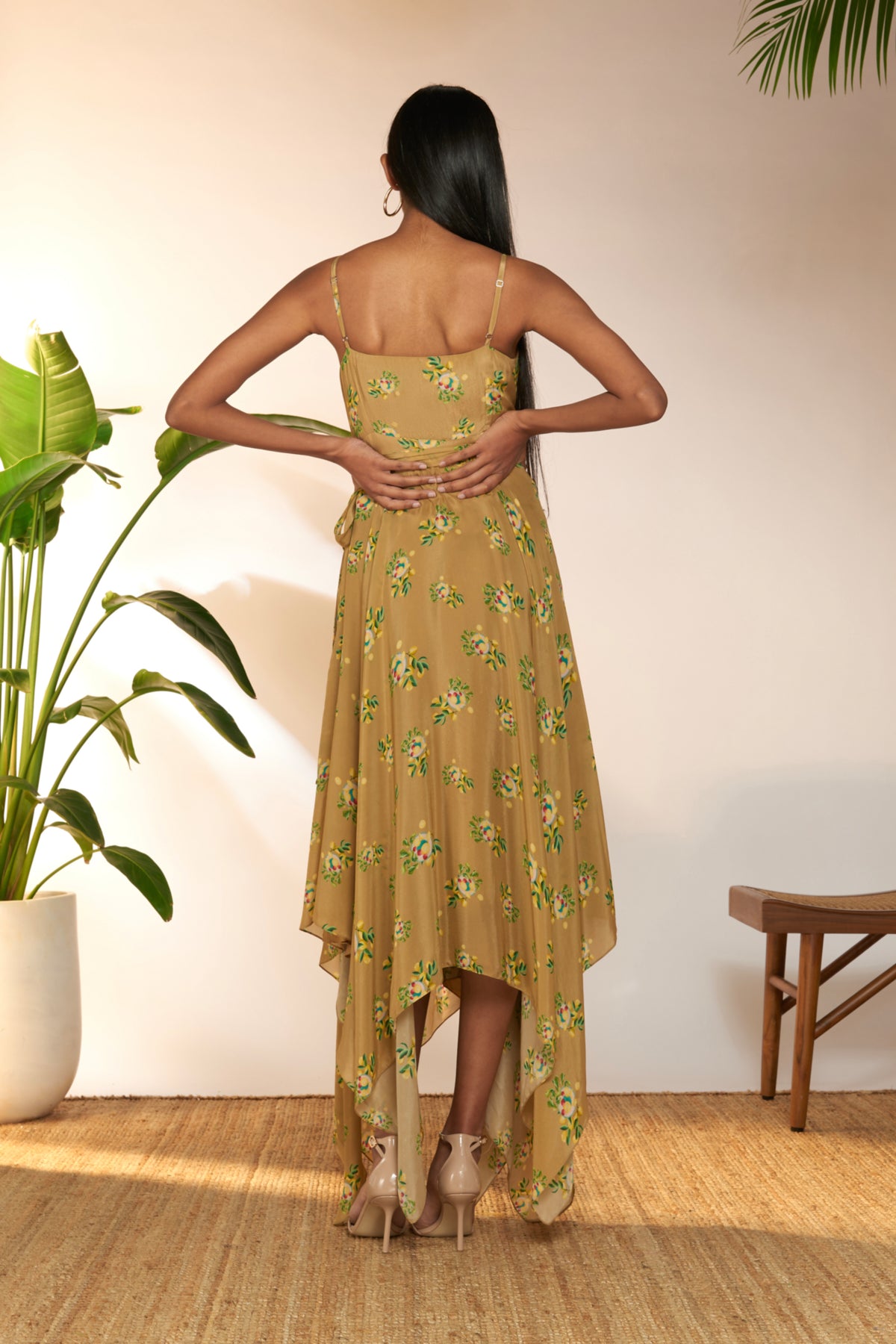 Tan Lemon Frenzy Handkerchief Dress