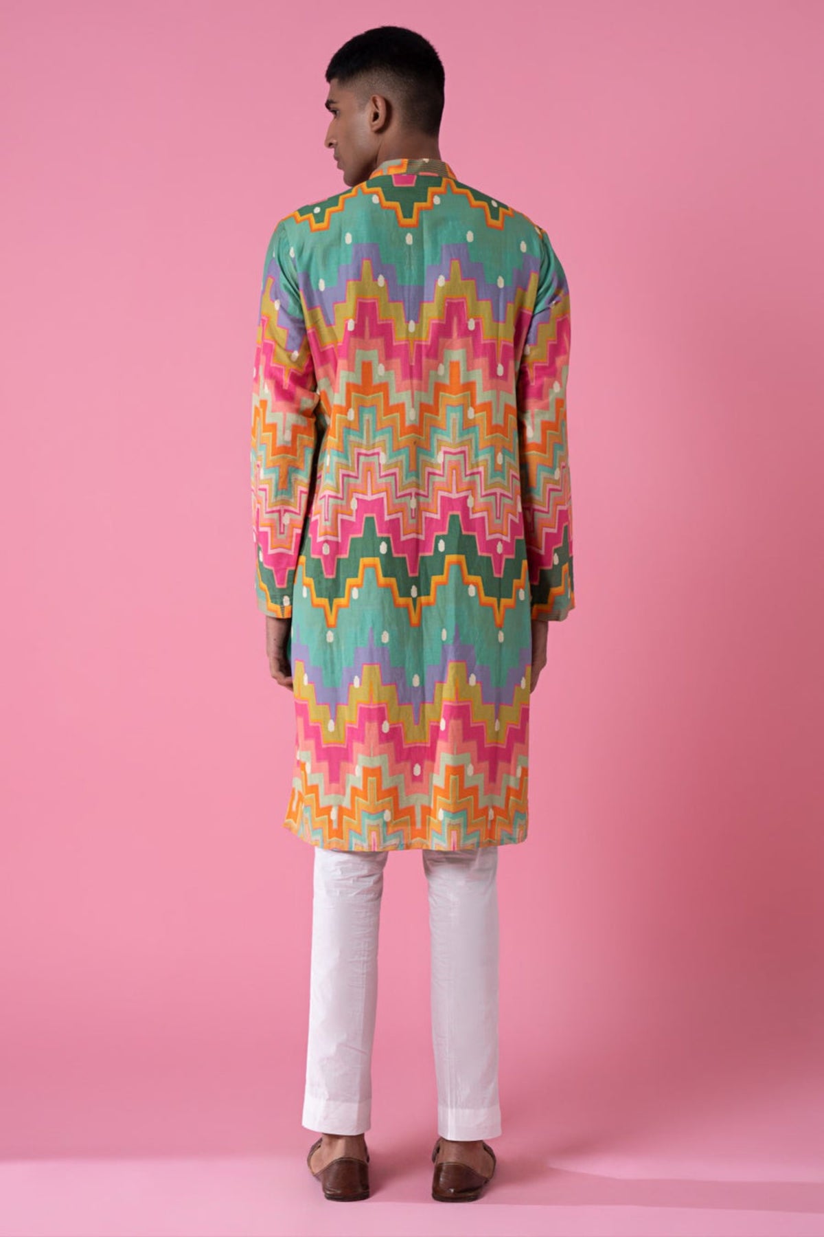 Cubic chevron multi colour printed kurta set